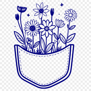 A detailed illustration of a flower pocket with intricate details.