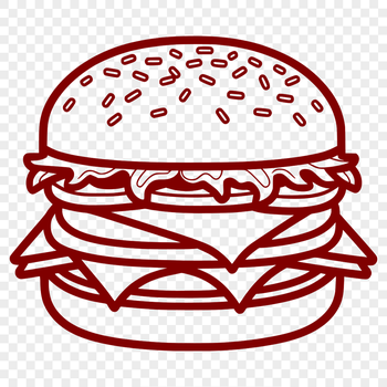 A digital illustration of a hamburger, suitable for graphic design and printing.