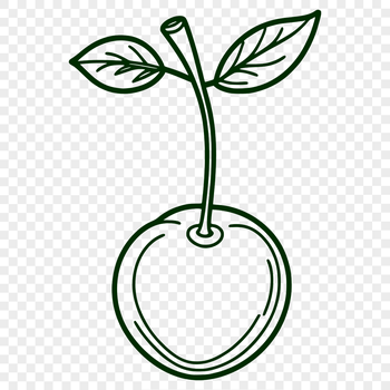 A stylized illustration of a single cherry, suitable for vector art projects.