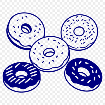 A stylized illustration of a donut, designed as vector art.