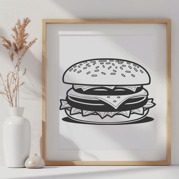 A stylized illustration of a hamburger made up of layers, suitable for vector design.