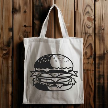 A simple illustration of a classic cheeseburger with a round bun, beef patty, lettuce, tomato, and melted cheese.