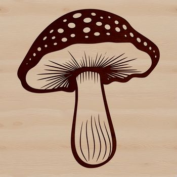 A detailed illustration of a single mushroom with cap and stem in various styles to be used as vector design.