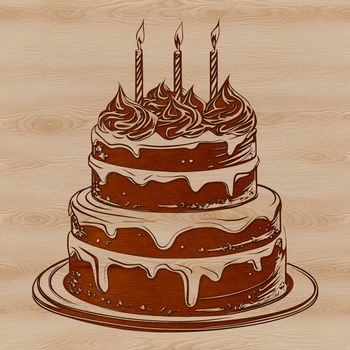 A classic birthday cake design with layers and frosting, suitable for personal or commercial use.