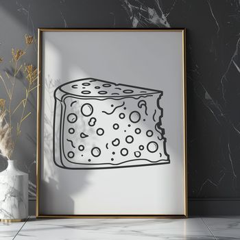 A detailed illustration of a wedge of cheese.