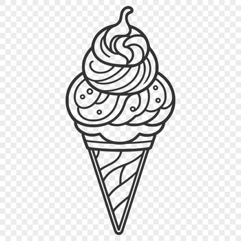 A colorful illustration of a cone-shaped ice cream with multiple flavors.