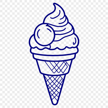 Illustrative vector art of a scoop of ice cream on a cone.