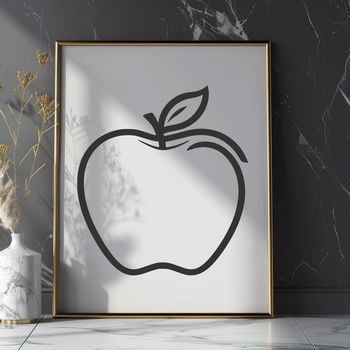 A high-quality vector illustration of a single red apple with green leaves.