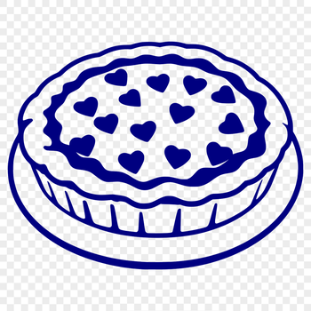A circular dessert with a filling and crust, designed as a vector graphic.