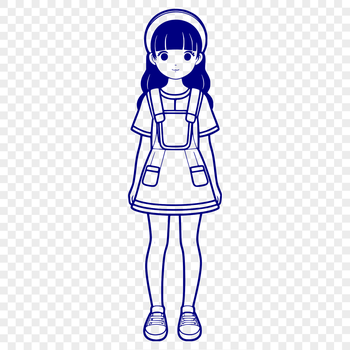 A young girl with a neutral expression in a simple illustration style.