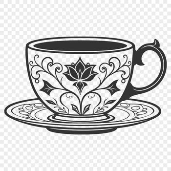 A detailed teacup illustration designed for various uses.