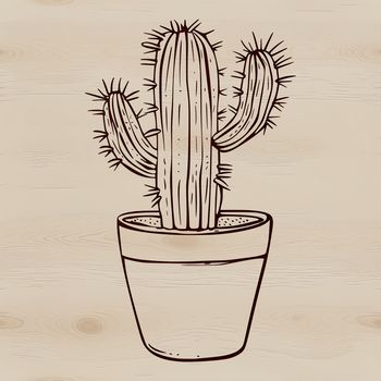 A vector graphic representation of a cactus in a simple design style.
