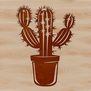 A vector graphic representation of a prickly cactus with thick stems and spines.