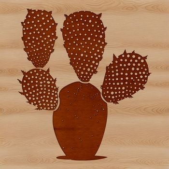 A green, spiny cactus plant in the desert landscape, suitable for vector art designs.