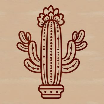 A stylized digital illustration of a desert plant with sharp spines.