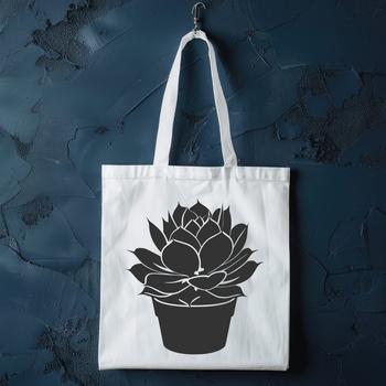 A stylized vector illustration of a desert plant succulent with thick fleshy leaves and stems.