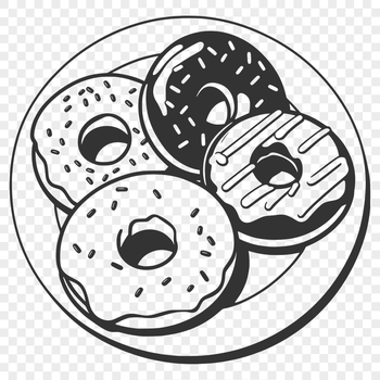 A vector illustration of a donut with frosting and sprinkles.