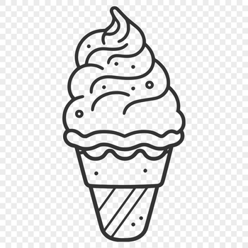 A colorful illustration of a scoop of ice cream with sprinkles, designed as a digital vector graphic.