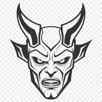 A classic depiction of the devil in a darkened setting, suitable for Halloween-themed designs.