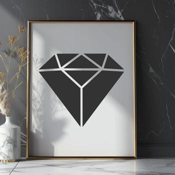 A stylized diagram of a diamond shape made from lines and curves.