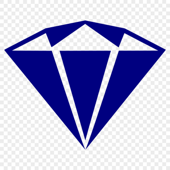 A stylized illustration of a diamond shape with clean lines and precise angles.