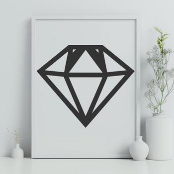 A geometric shape with pointed corners and symmetrical facets, typically associated with gemstones.