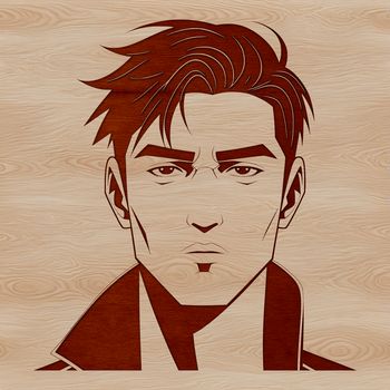 A vector graphic representation of an adult man with minimal details.