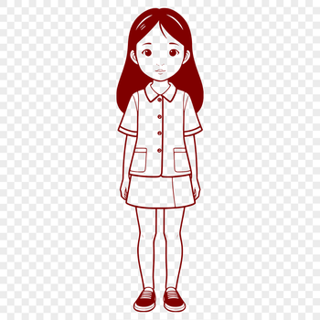 A single line illustration of a young female figure in a basic pose.