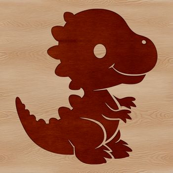 A simple line drawing of a baby T Rex dinosaur with prehistoric charm.