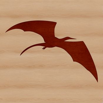 A silhouette illustration of a Pteranodon in flight.