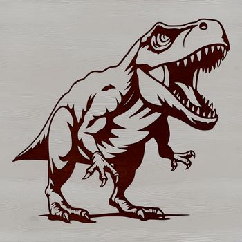 A realistic 3D illustration of a Tyrannosaurus Rex in mid-attack pose.