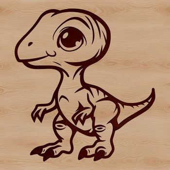 A prehistoric baby dinosaur illustration in vector format, suitable for cutting machine stencils or pyrography designs.