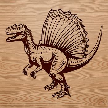 Illustrated prehistoric Spinosaurus dinosaur in vector format.