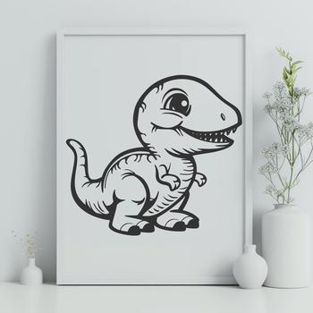 A cartoon depiction of a prehistoric baby dinosaur from the ground up, showcasing its full body in a simple design style.