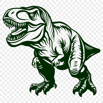 A detailed illustration of a full-body Tyrannosaurus Rex in prehistoric style.