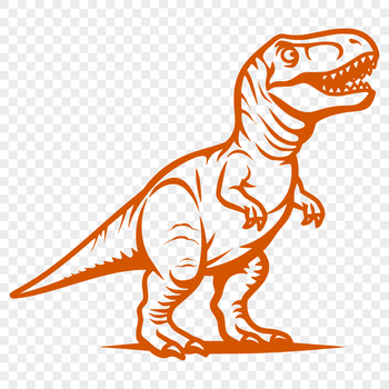A full-body illustration of a Tyrannosaurus Rex, a prehistoric dinosaur.