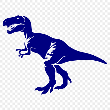 A detailed illustration of a full-body T Rex dinosaur in prehistoric landscape.