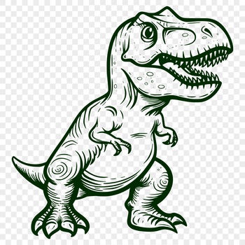 A vector graphic representation of a prehistoric dinosaur, the T Rex, in one piece.