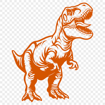 A prehistoric T rex dinosaur in full-body form, depicted as a vector design.