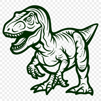 Large prehistoric t rex dinosaur depicted in full body form, suitable for vector design.
