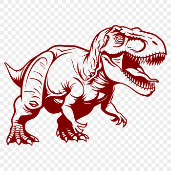 A detailed illustration of a Tyrannosaurus Rex in full body pose, suitable for vector art design.