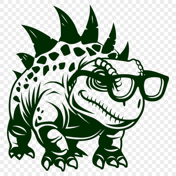 Beautiful Dino Wearing Glasses DXF