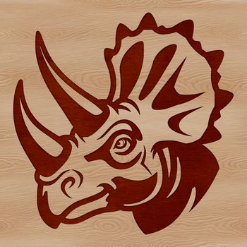 An illustration of a prehistoric Triceratops dinosaur with its distinctive head frill, suitable for vector art projects.