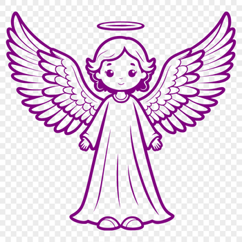 A vector illustration of a winged angel in a simple style.