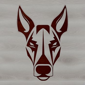 A close-up illustration of a Doberman Pinscher's head, ideal for vector art designs.