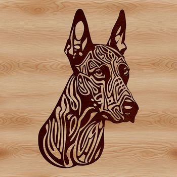 An ornate depiction of a Doberman Pinscher breed dog, ideal for use in digital crafting projects.