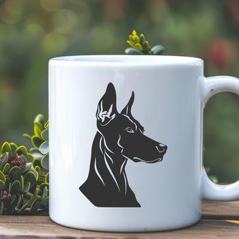 An isolated vector graphic of a Doberman Pinscher, showcasing its unique canine characteristics and anatomy.