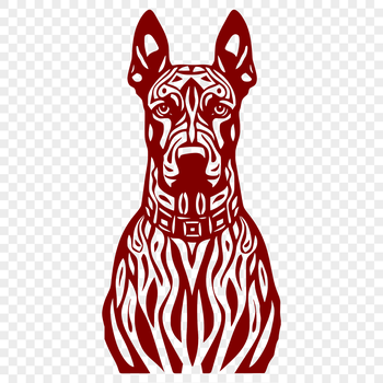 A high-quality illustration of a Doberman Pinscher's head in vector format.