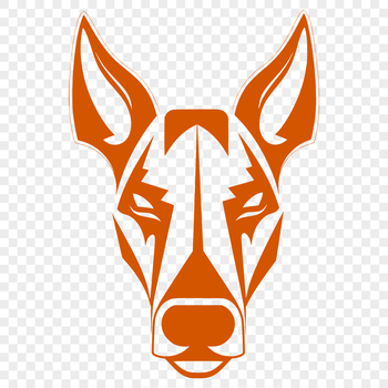 An SVG vector design of a Doberman Pinscher breed dog with intricate details.