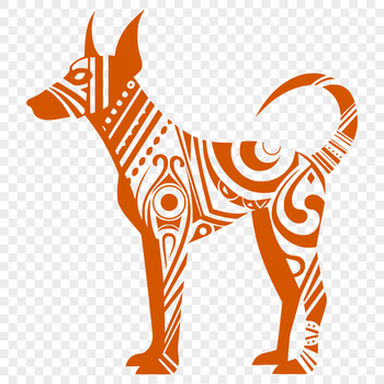 A detailed illustration of a standing Doberman Pinscher from full body perspective.